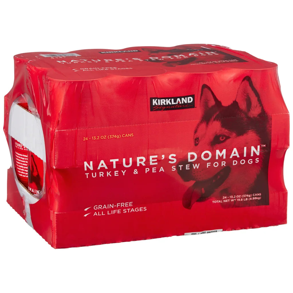 Kirkland Signature Nature's Domain Canned Dog Food, Turkey & Pea Stew, 13.2 oz, 24-count