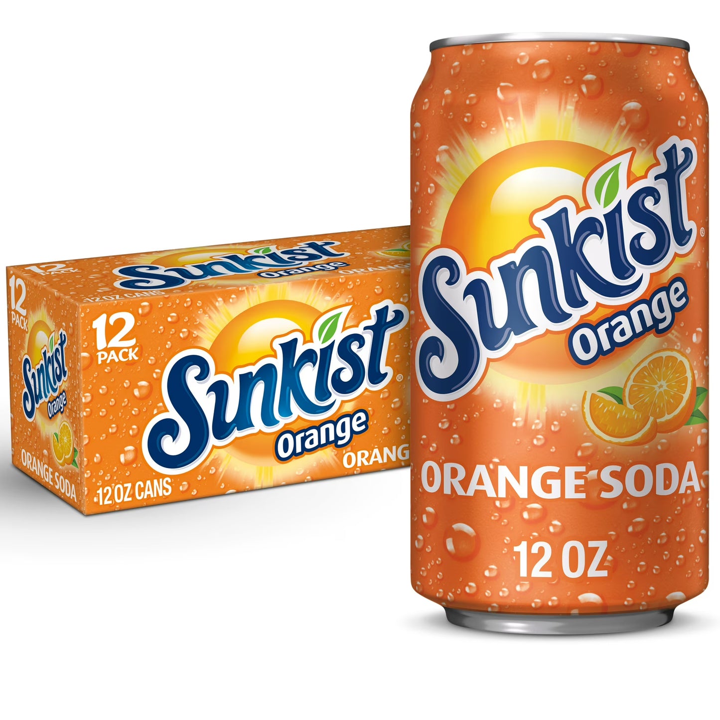 Sunkist Orange Soda Pop, 12 fl oz Cans, 12-Pack – Bold Citrus Flavor, Refreshing & Caffeinated Soft Drink