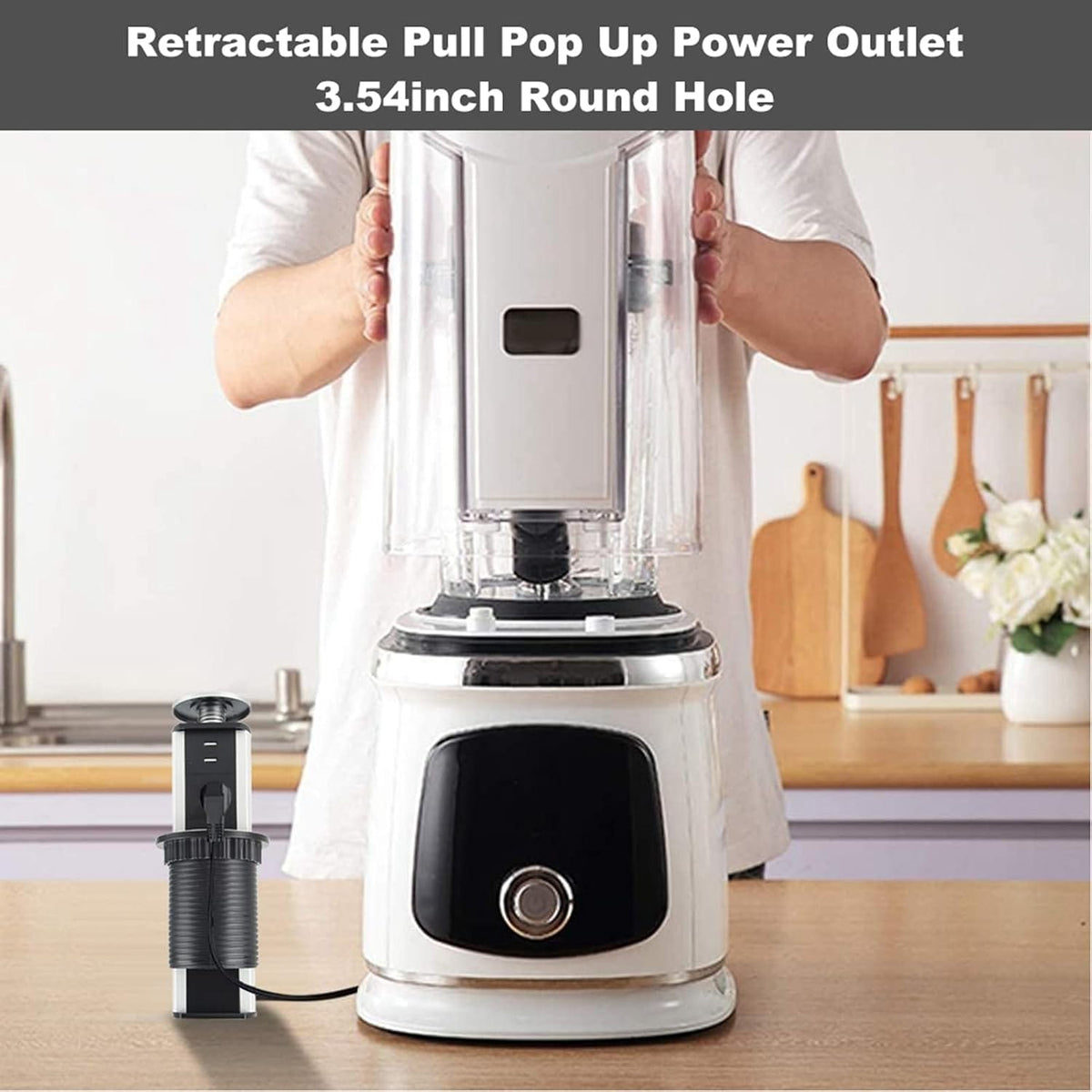 Pop Up Power Strip Countertop Desk Outlet Pull Out Electrical Socket USB Ports