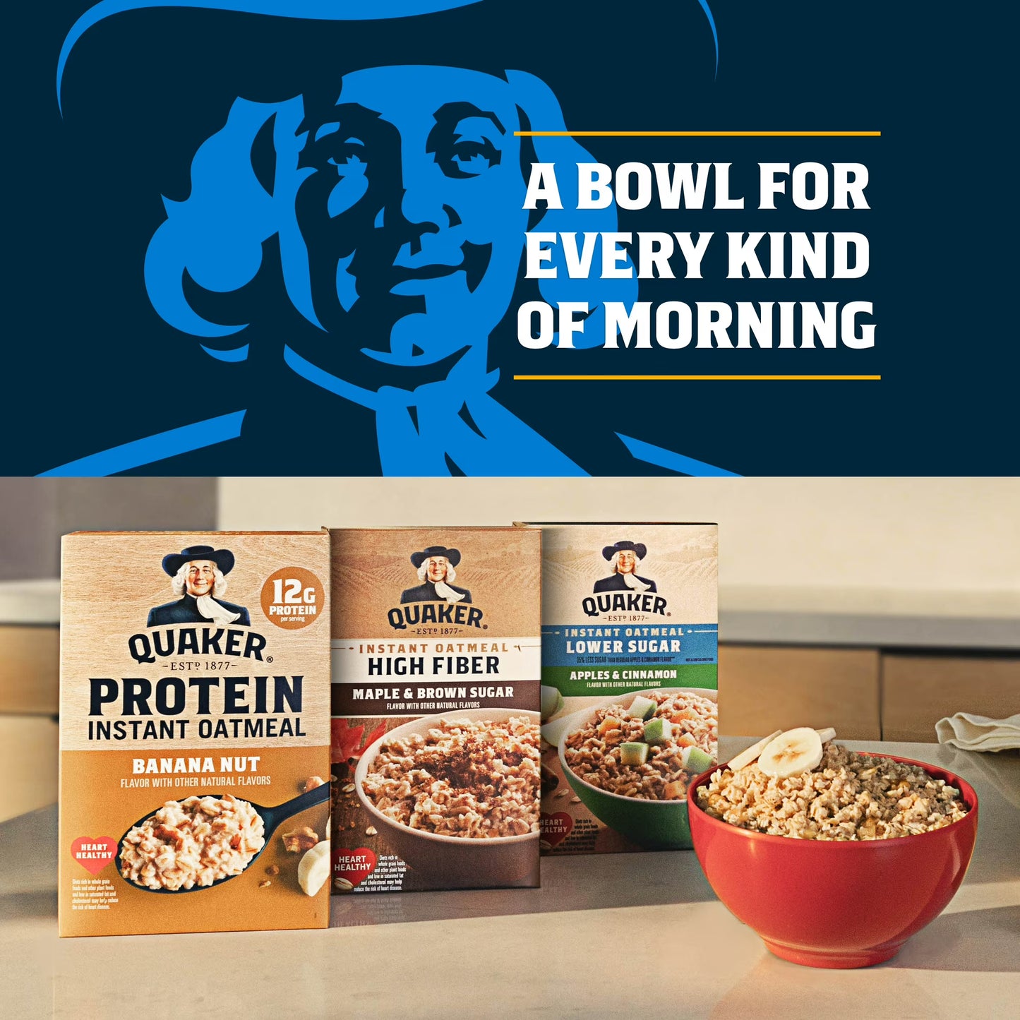 Quaker Instant Oatmeal, Maple & Brown Sugar Flavor, 12.1 oz (8 Packets), Quick Breakfast Hot Cereal