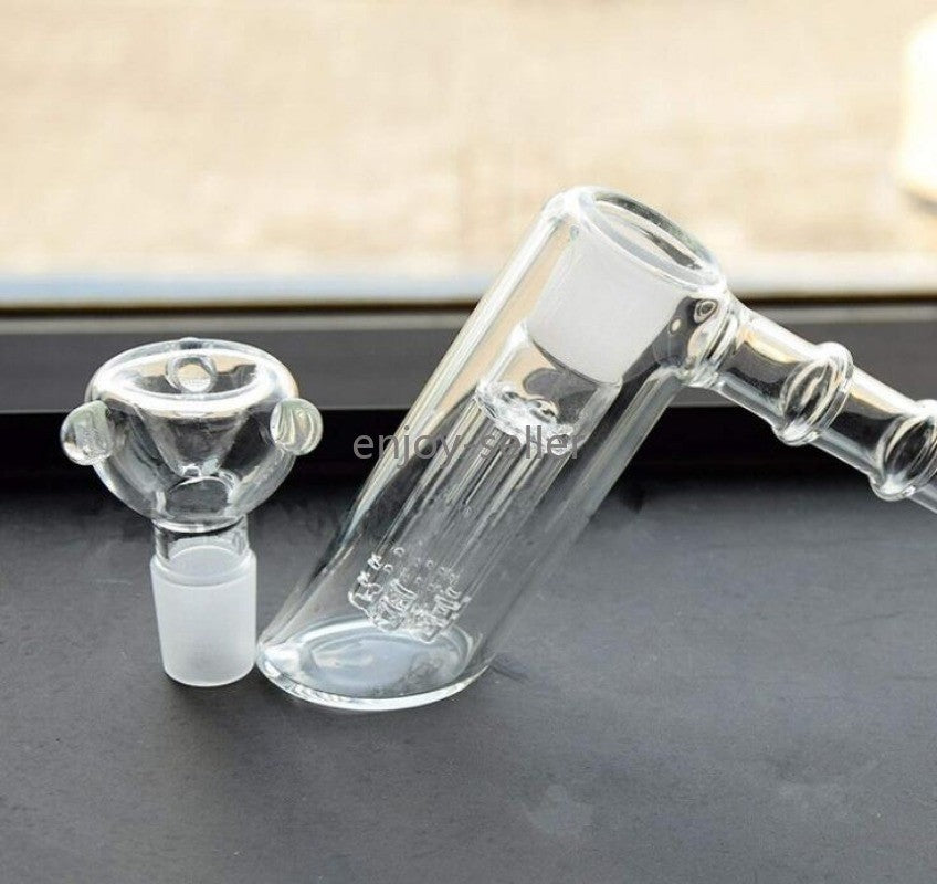 Mini Bubbler Hammer Diffuse Glass Water Bongs Rig Shisha Smoking Pipe 18mm bow