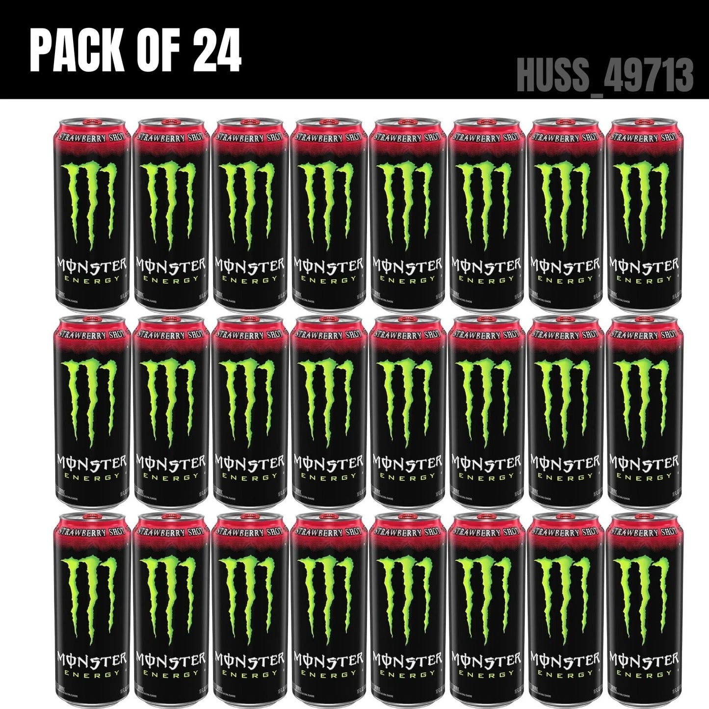 Monster Energy Strawberry Shots - 24 x 16fl oz | Sugar-Free, Fat-Free
