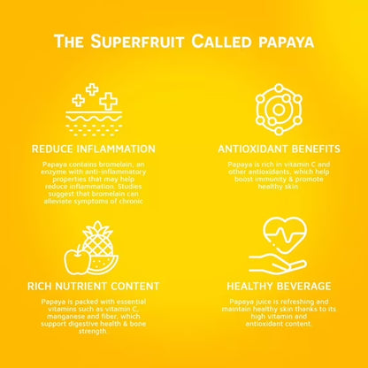 VINUT 100% Papaya Juice, No Added Sugar, Not From Concentrate, 16.9 fl oz (500 mL) Can, Pack of 12