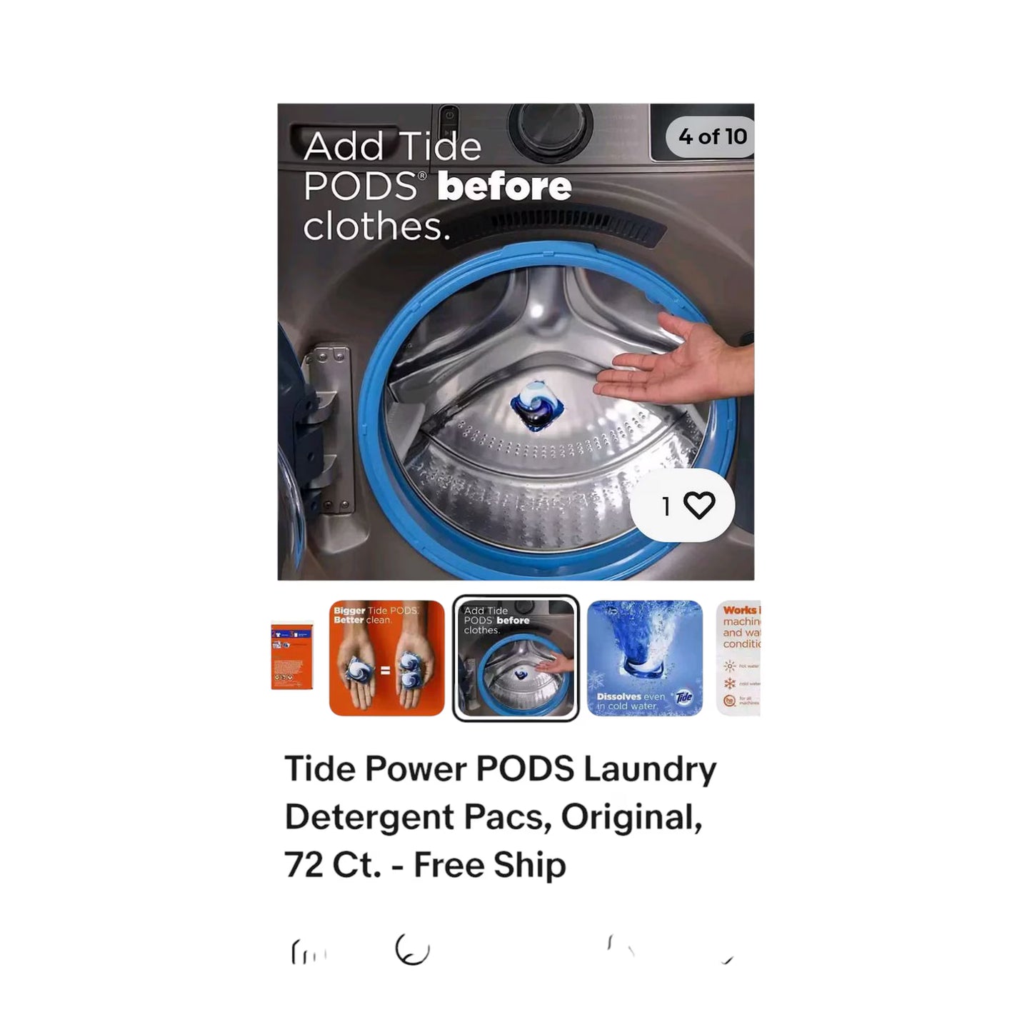 Tide Power PODS + Ultra OXI Laundry Detergent Pacs (72 Count) – Stain & Odor Eliminator, High-Efficiency Compatible