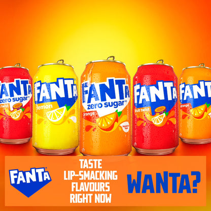 Fanta Orange Soda 24 x 330 ml Multipack, Imported from Britain, Caffeine-Free Carbonated Soft Drink