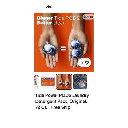 Tide Power PODS + Ultra OXI Laundry Detergent Pacs (72 Count) – Stain & Odor Eliminator, High-Efficiency Compatible