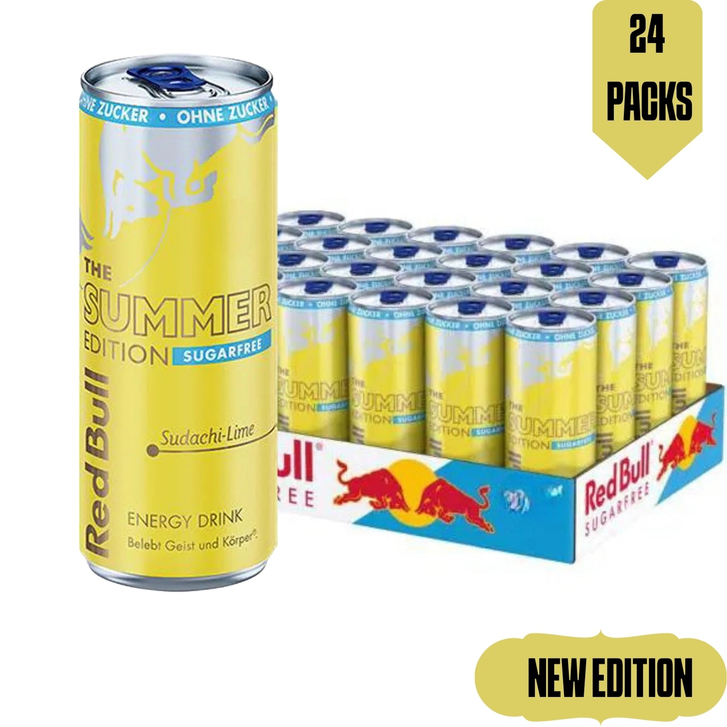 Red Bull Summer Edition 2026 Sudachi Lime SUGAR FREE 24 Pack 12 oz Cans