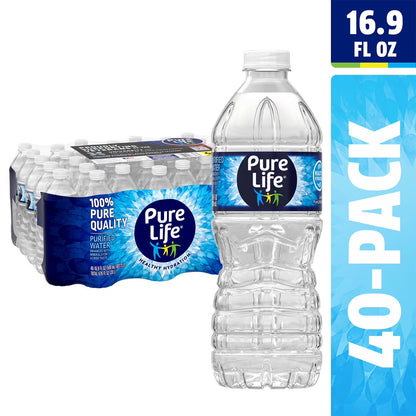 Pure Life Purified Water 16.9 fl oz 40 Pack – Bottled Drinking Water, Bulk Pack, Refreshing Everyday Hydration, BPA-Free Bottles