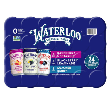 Waterloo Sparkling Water Variety Pack 12 fl oz 24 Pack – Zero Sugar Carbonated Water, Assorted Flavors, Refreshing Healthy Drink, Bulk Case