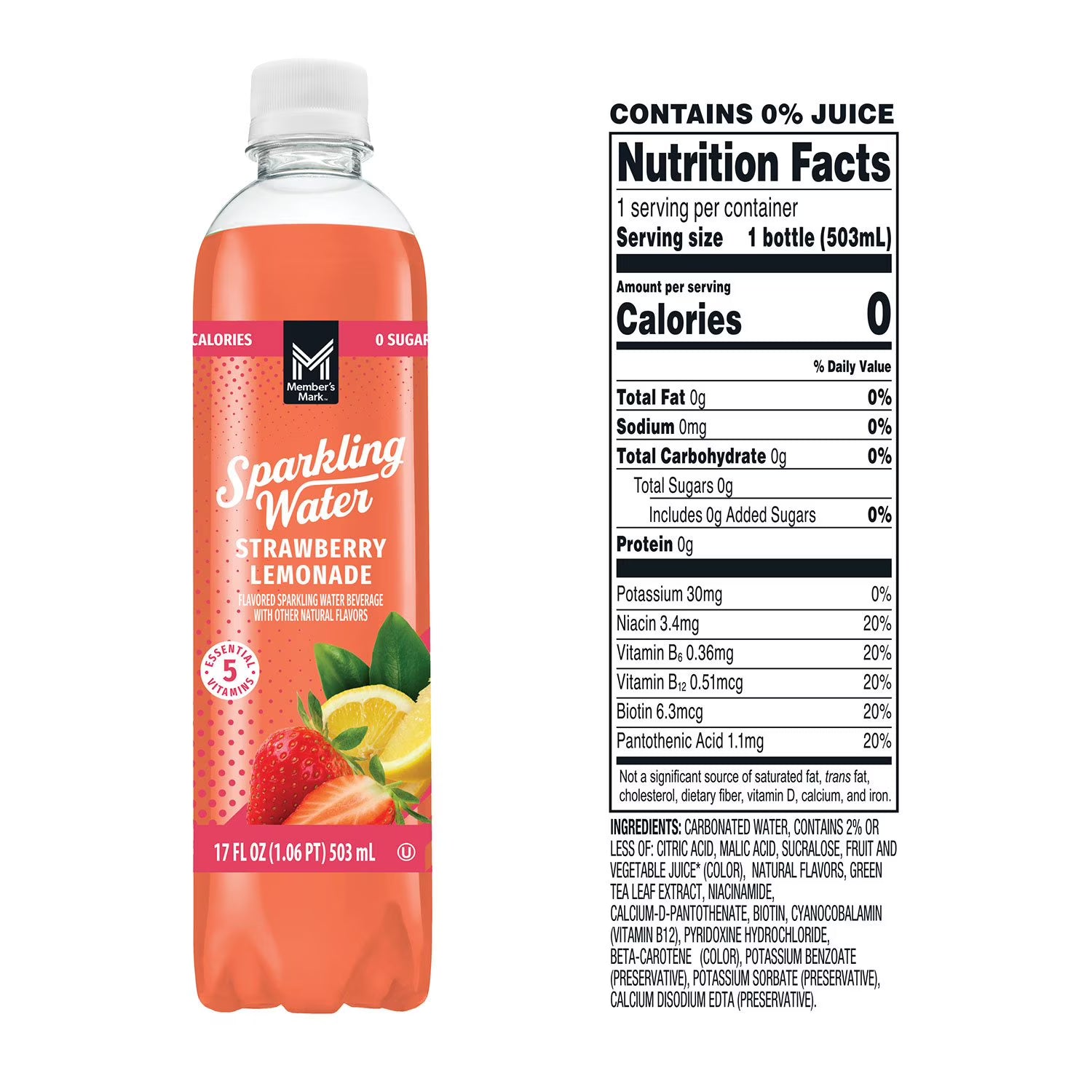 Member’s Mark Sparkling Water Variety Pack, 17 fl oz Cans, 24 Pack