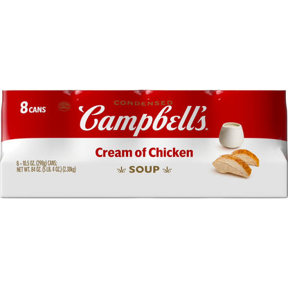 Campbell's Condensed Cream of Chicken Soup 10.5 oz 8 Pack – Creamy Cooking Soup, Pantry Staple, Quick Meal Base, Bulk Family Value Pack