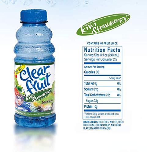 12 Pack Clear Fruit Water 20 Ounce Bottles Non Carbonated Water Beverage (Kiwi Strawberry)