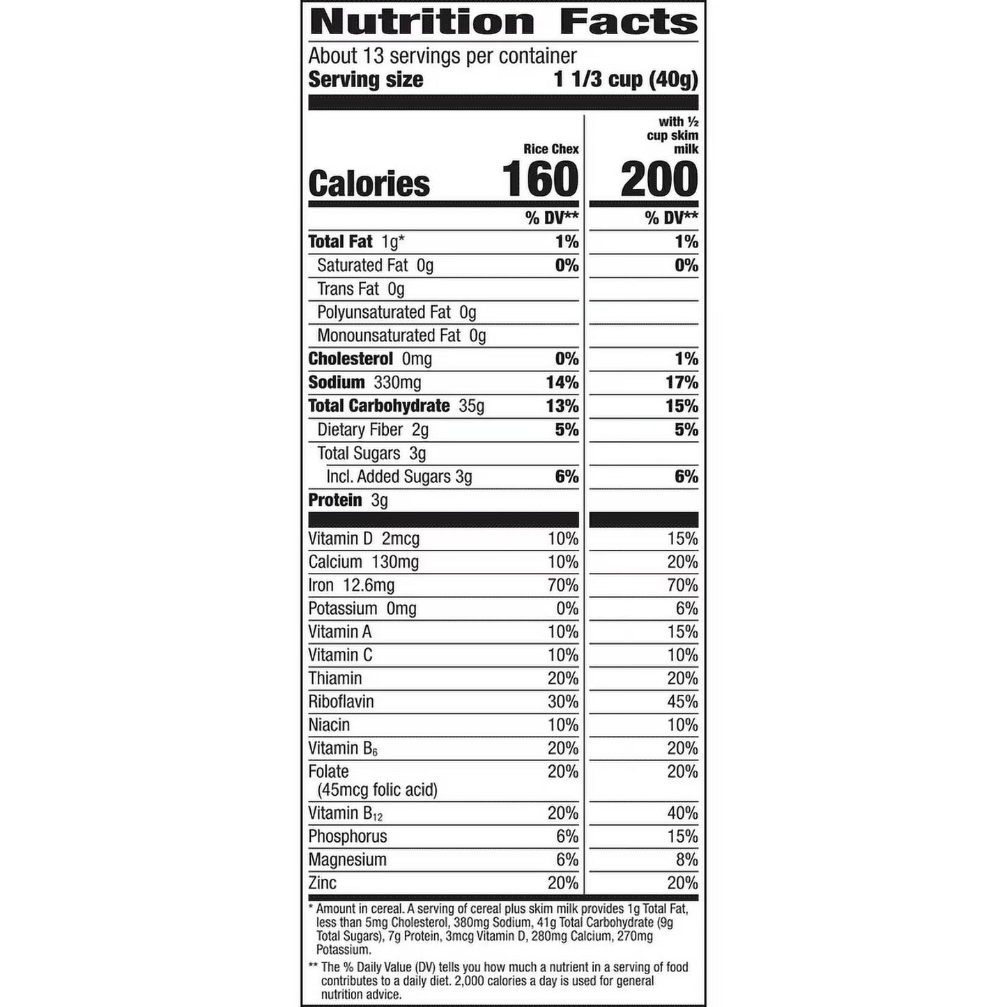 Rice Chex Gluten-Free Breakfast Cereal, Family Size (18 oz) – Light & Crispy Whole Grain Cereal