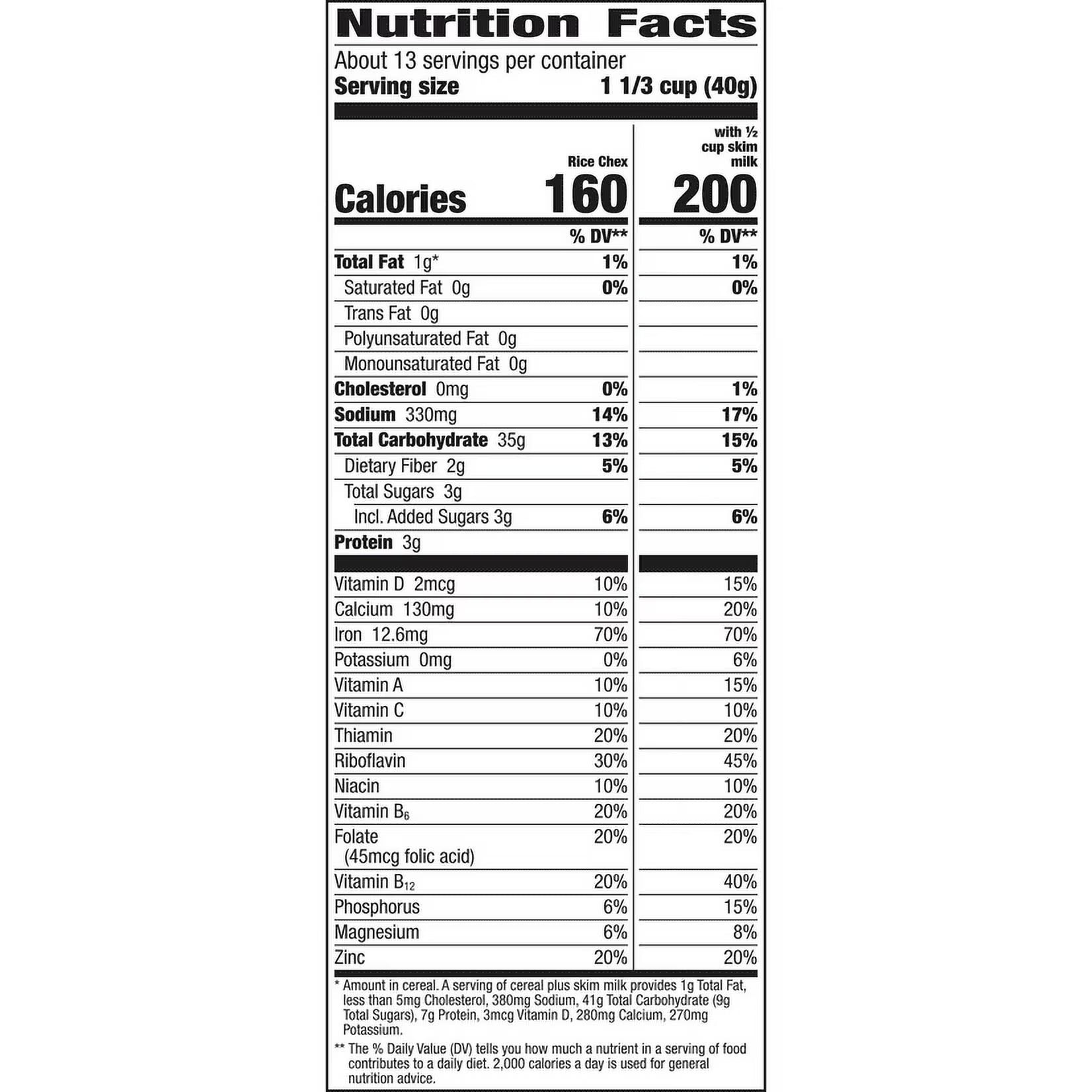 Rice Chex Gluten-Free Breakfast Cereal, Family Size (18 oz) – Light & Crispy Whole Grain Cereal