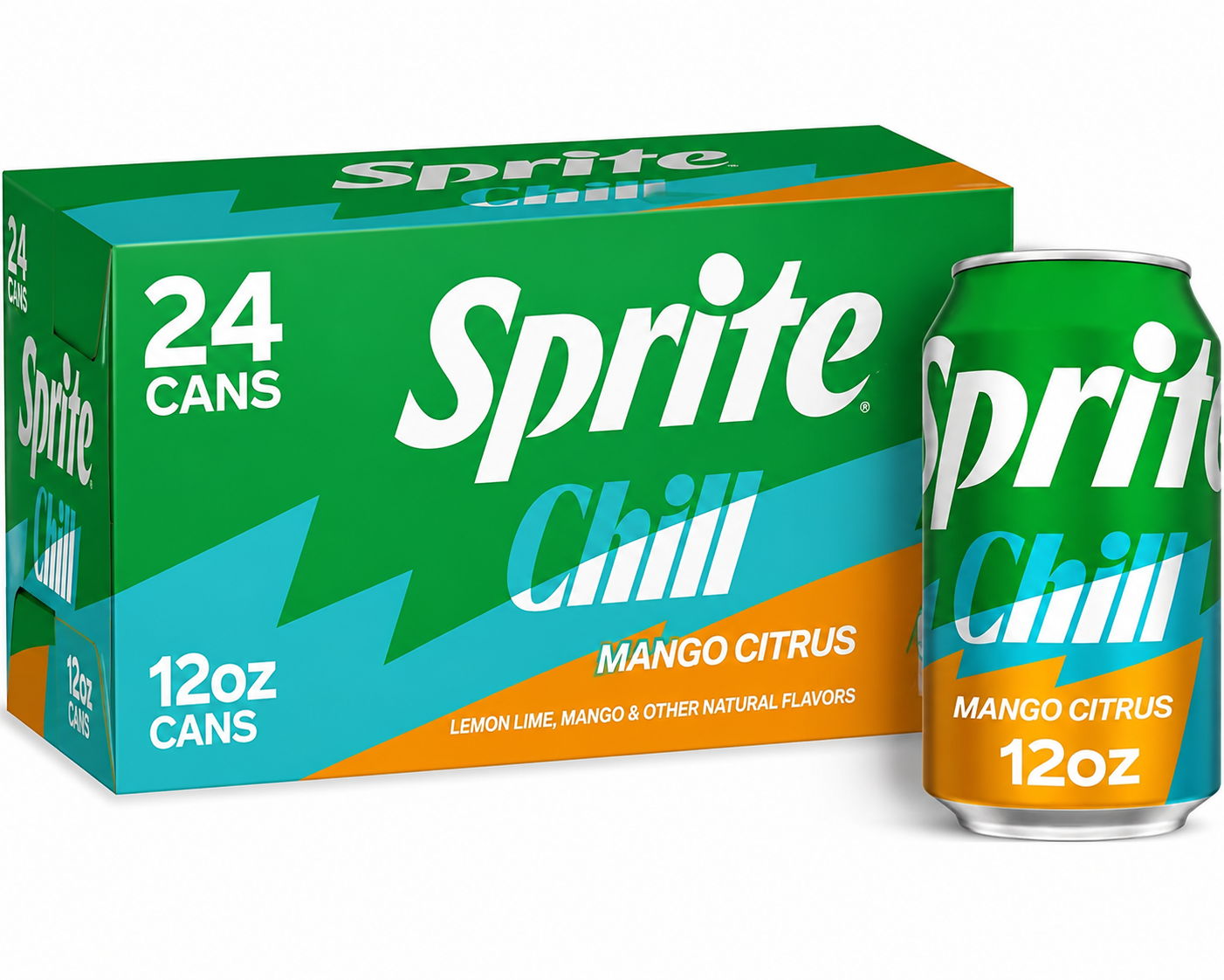 Sprite Chill Mango Citrus, 12 oz Cans pack of 24