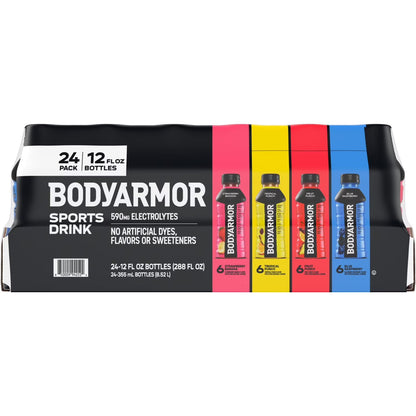 BODYARMOR Sports Drink Variety Pack (24 Pack, 12 fl oz Bottles) – Natural Flavor Electrolyte Beverage for Hydration & Performance