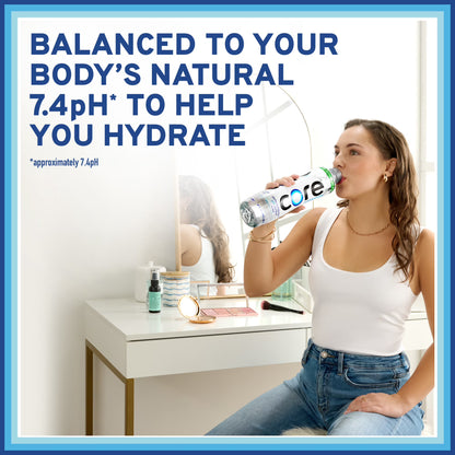 CORE Hydration Perfectly Balanced Drinking Water, 30.4 fl oz Bottles (6 Pack), Ultra-Purified pH Balanced Electrolyte Water