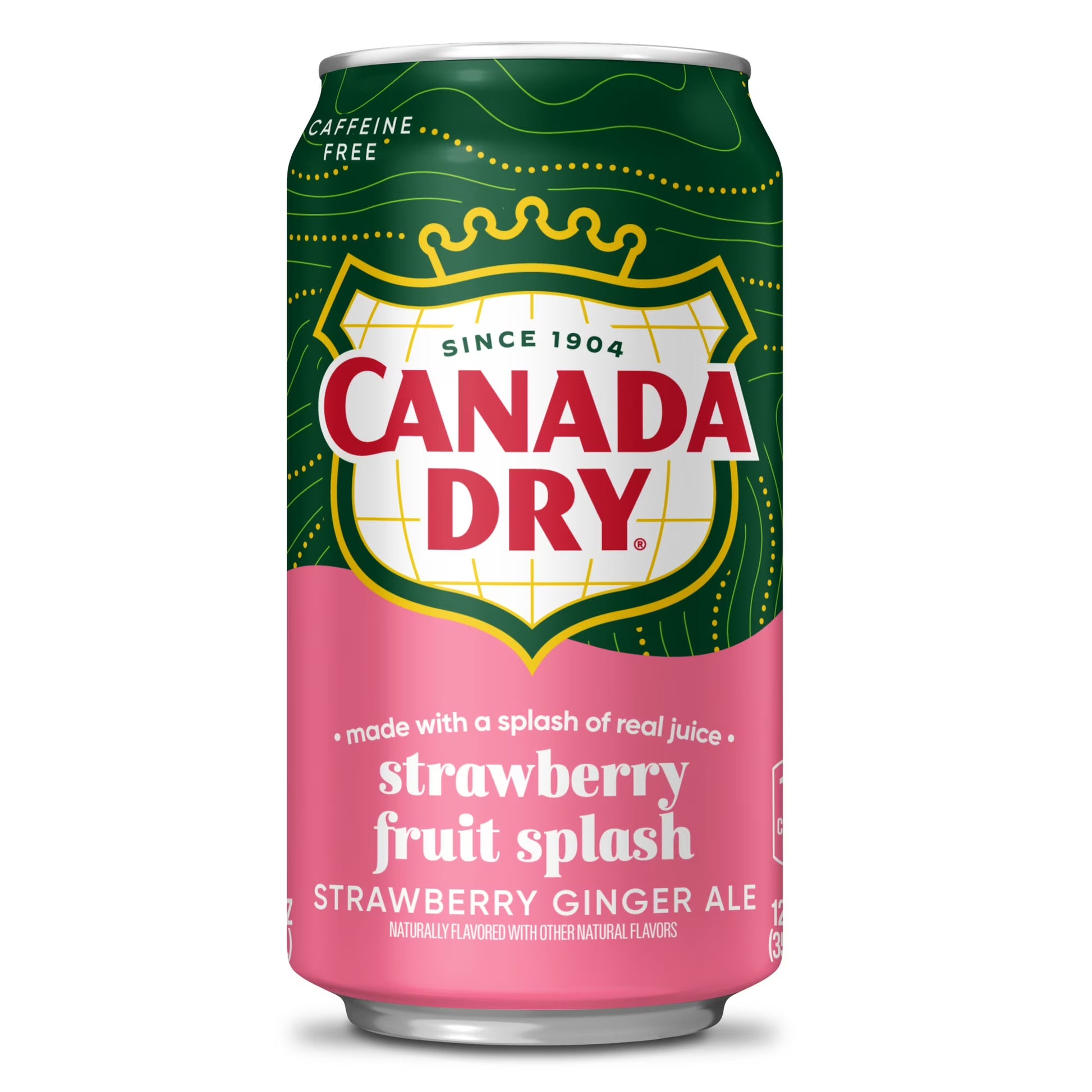 Canada Dry Caffeine Free Fruit Splash Strawberry Ginger Ale Soda Pop, 12 fl oz Cans, 12-Pack – Refreshing Strawberry & Ginger Flavored Soft Drink