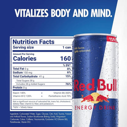 Red Bull Energy Drink, 114mg Caffeine | Taurine & B Vitamins | 12 Fl Oz | 16 Cans