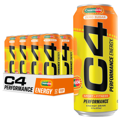 C4 Energy Drink 12oz (Pack of 12) - Frozen Bombsicle - Sugar Free Pre Workout Performance Drink with No Artificial Colors or Dyes