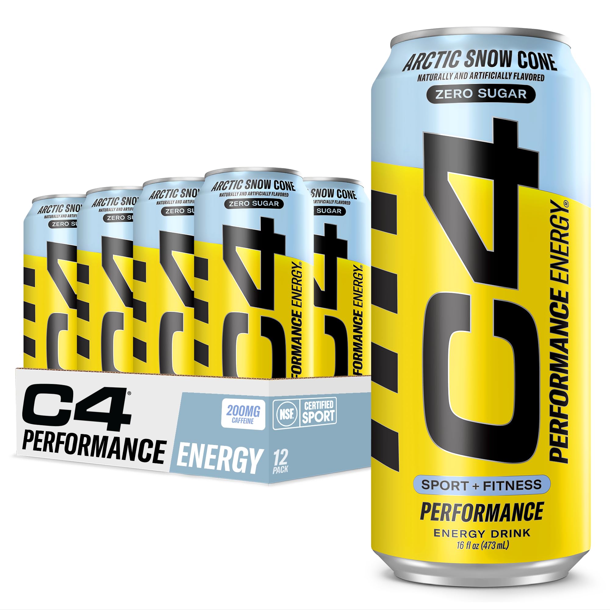 C4 Energy Drink 12oz (Pack of 12) - Frozen Bombsicle - Sugar Free Pre Workout Performance Drink with No Artificial Colors or Dyes