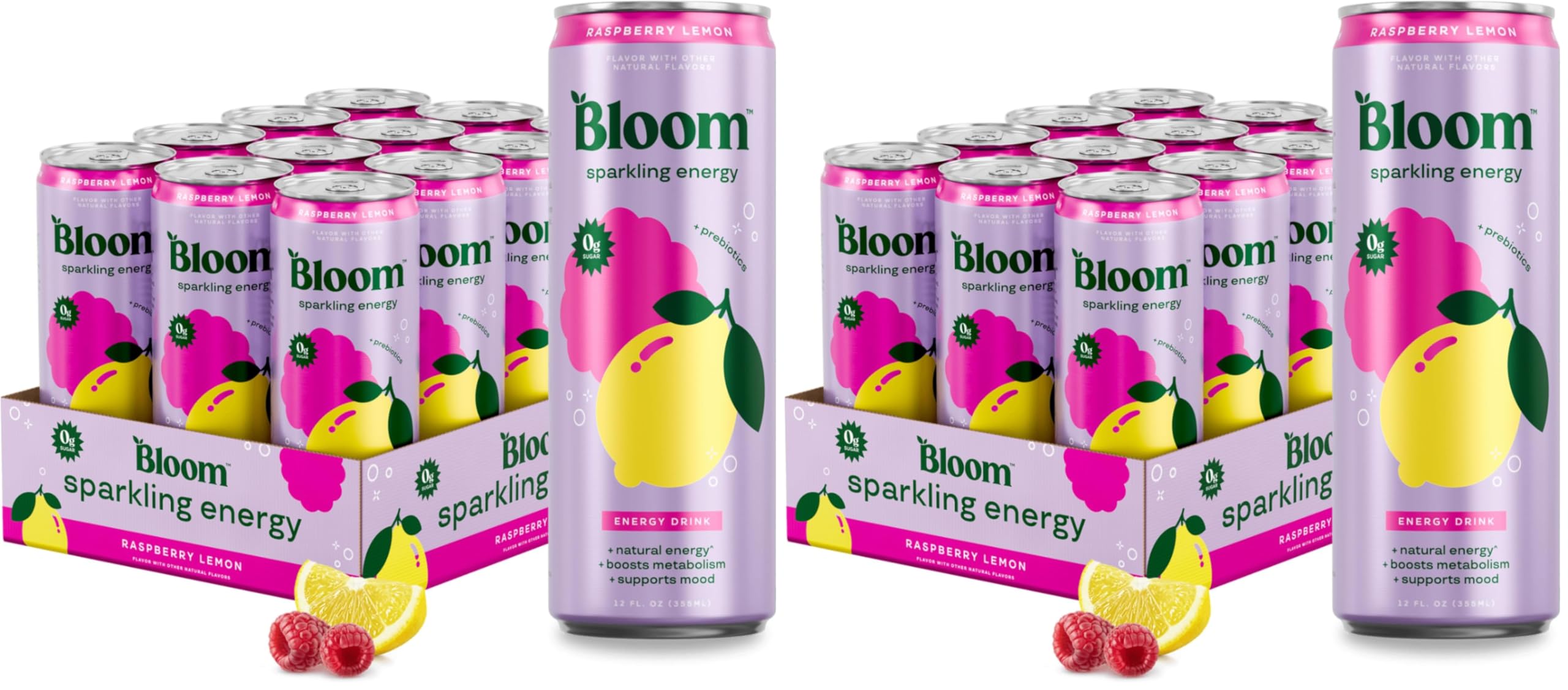 Bloom Nutrition Sparkling Energy Drink - Apple Crisp / Glacier Crush Variety Pack - Natural Caffeine, Zero Sugar, 180mg Caffeine - Antioxidant-Rich with Green Coffee Bean, Green Tea Extract, Prebiotics - 12oz 12 Pack