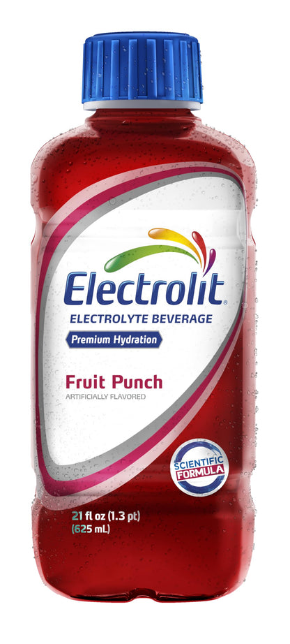 Electrolit, Electrolyte Beverage, Fruit Punch, 21 Fl Oz bottle (Pack of 12)