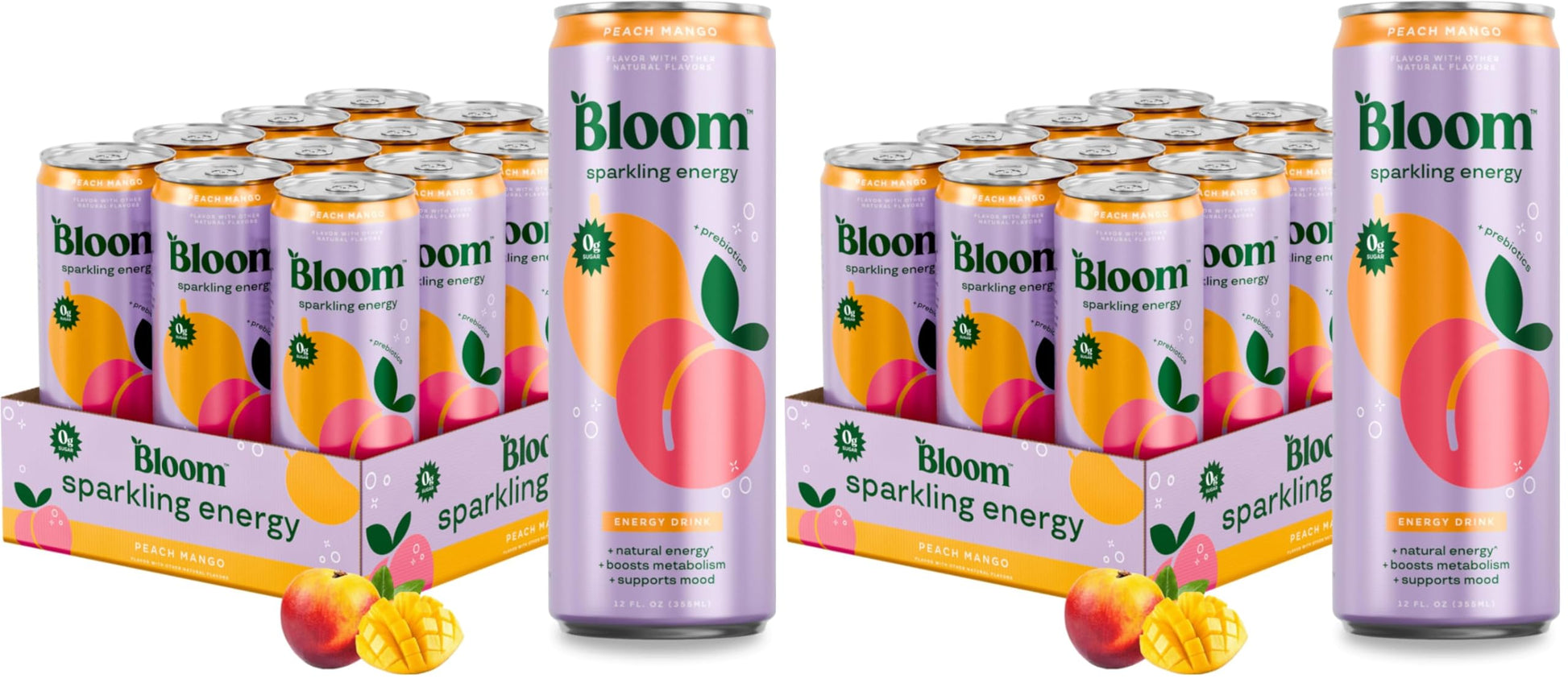 Bloom Nutrition Sparkling Energy Drink - Apple Crisp / Glacier Crush Variety Pack - Natural Caffeine, Zero Sugar, 180mg Caffeine - Antioxidant-Rich with Green Coffee Bean, Green Tea Extract, Prebiotics - 12oz 12 Pack