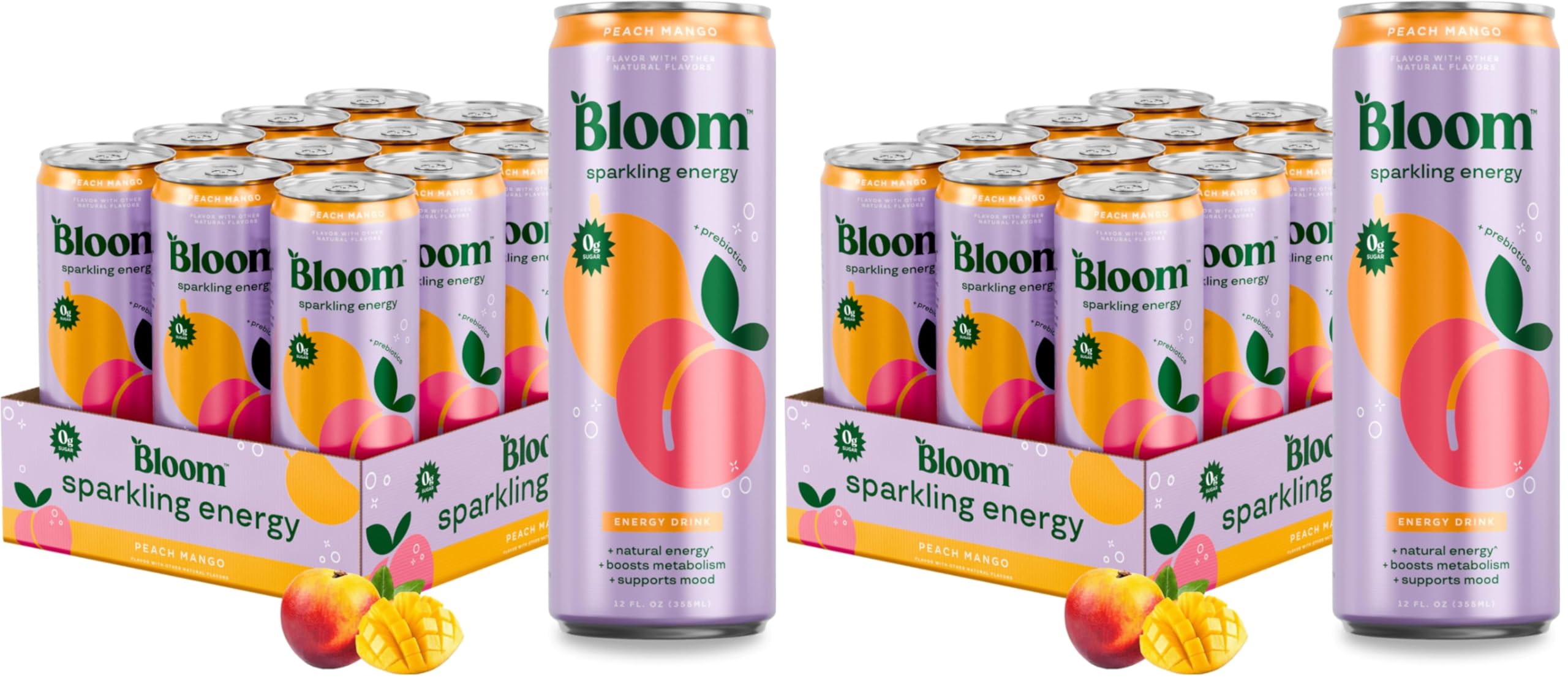 Bloom Nutrition Sparkling Energy Drink - Apple Crisp / Glacier Crush Variety Pack - Natural Caffeine, Zero Sugar, 180mg Caffeine - Antioxidant-Rich with Green Coffee Bean, Green Tea Extract, Prebiotics - 12oz 12 Pack