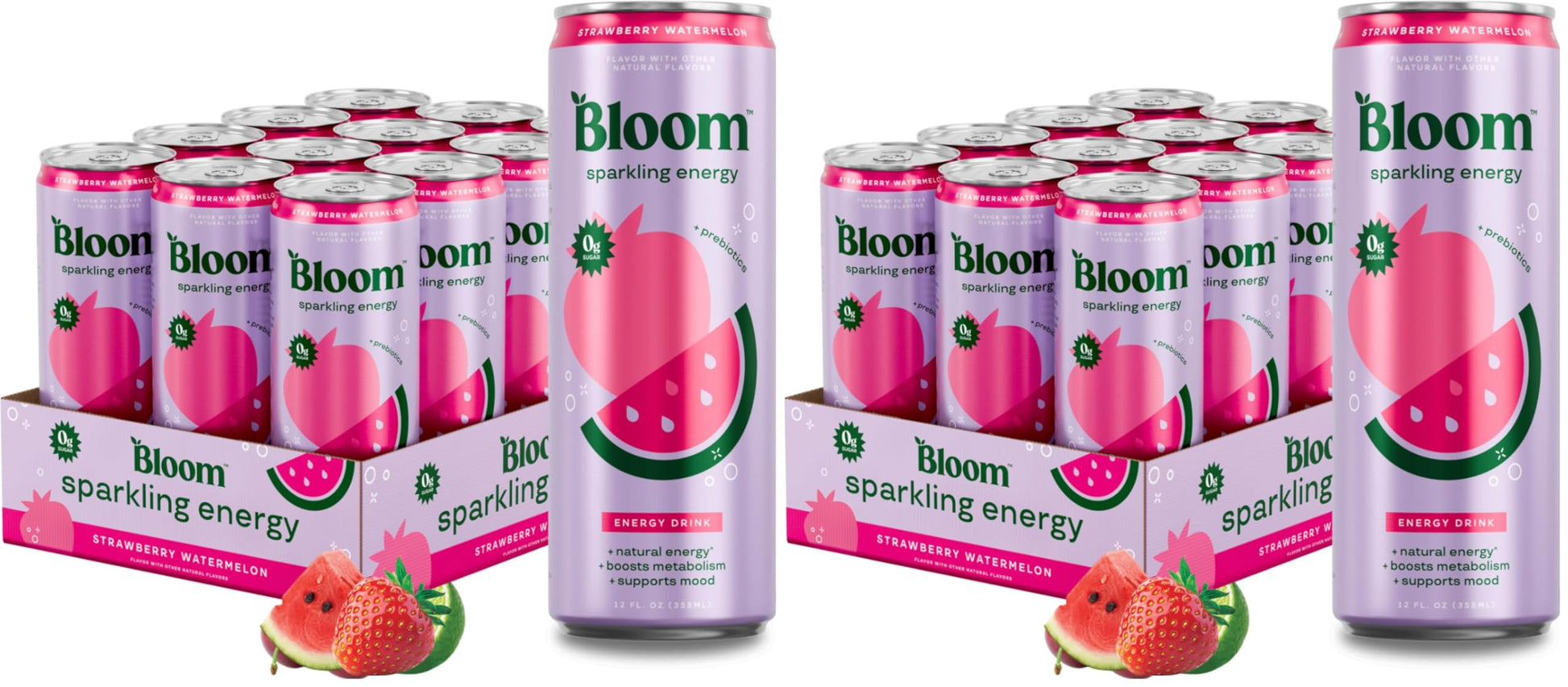 Bloom Nutrition Sparkling Energy Drink - Apple Crisp / Glacier Crush Variety Pack - Natural Caffeine, Zero Sugar, 180mg Caffeine - Antioxidant-Rich with Green Coffee Bean, Green Tea Extract, Prebiotics - 12oz 12 Pack