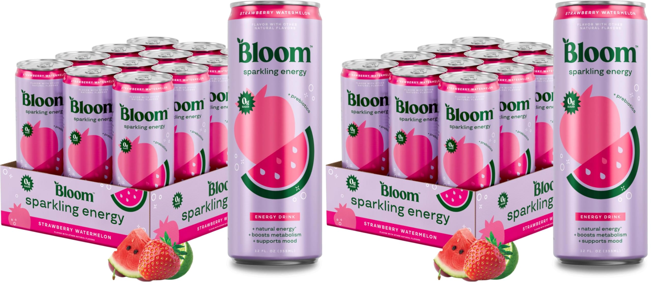Bloom Nutrition Sparkling Energy Drink - Apple Crisp / Glacier Crush Variety Pack - Natural Caffeine, Zero Sugar, 180mg Caffeine - Antioxidant-Rich with Green Coffee Bean, Green Tea Extract, Prebiotics - 12oz 12 Pack