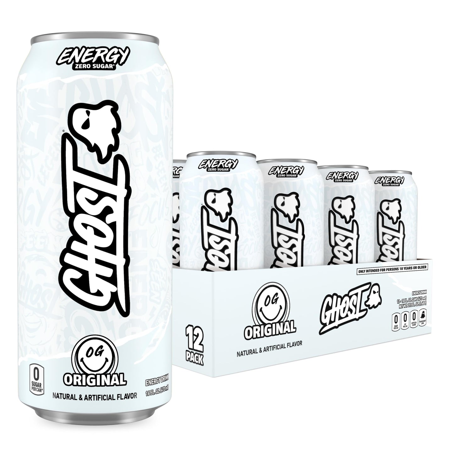 GHOST Energy Drink - 12-Pack, Strawbango, 16oz - Energy & Focus & No Artificial Colors - 200mg of Natural Caffeine, L-Carnitine & Taurine - Gluten-Free & Vegan