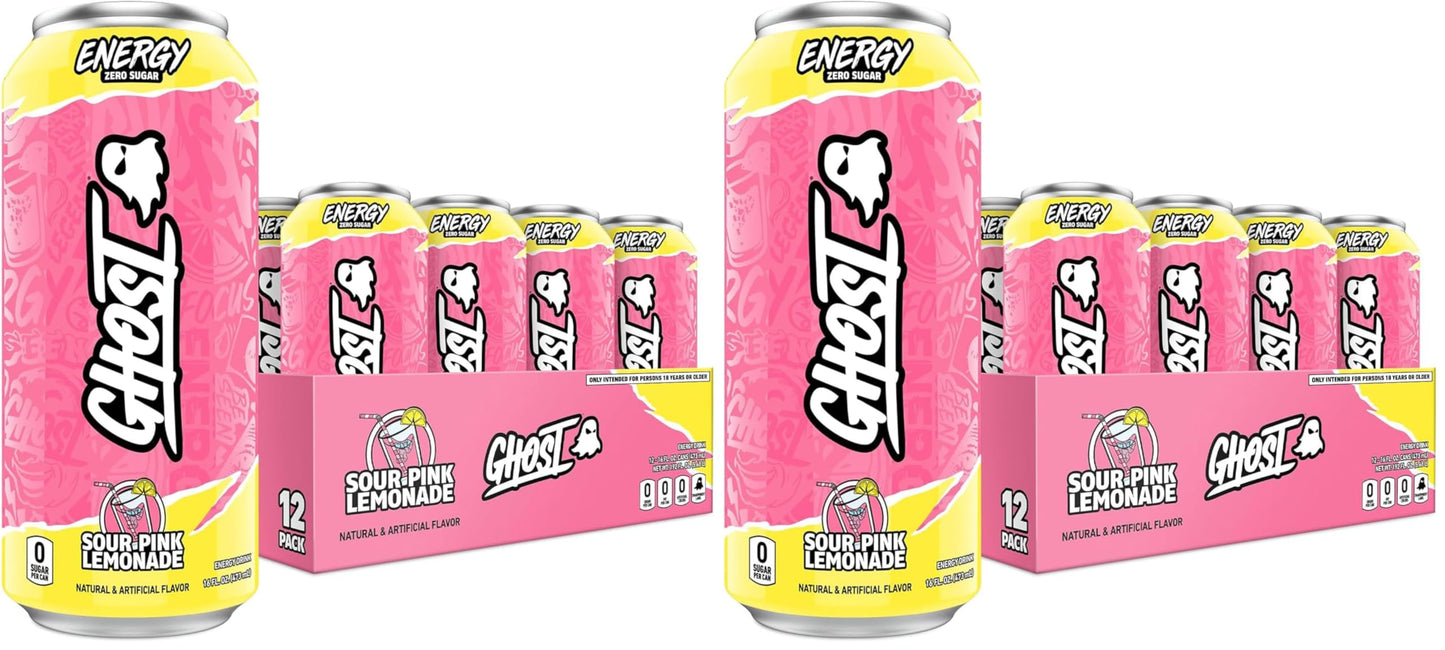 GHOST Energy Drink - 12-Pack, Strawbango, 16oz - Energy & Focus & No Artificial Colors - 200mg of Natural Caffeine, L-Carnitine & Taurine - Gluten-Free & Vegan