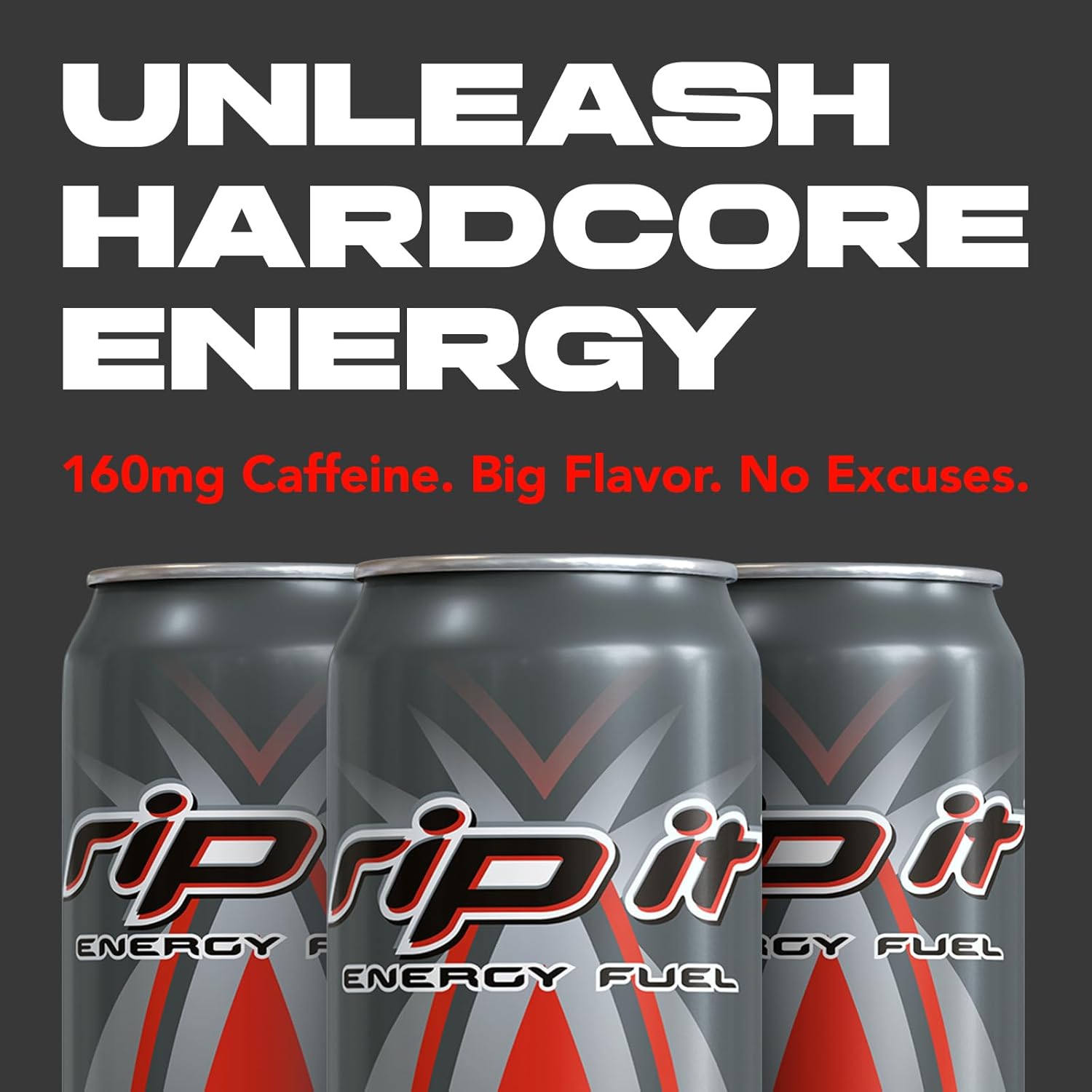 Rip-It Energy Drink | Power | Sharp Citrus Flavor | 12-Pack (16oz Cans) | 160mg Caffeine | Smooth Finish | Ignite Focus | Hardcore Energy That Rips!