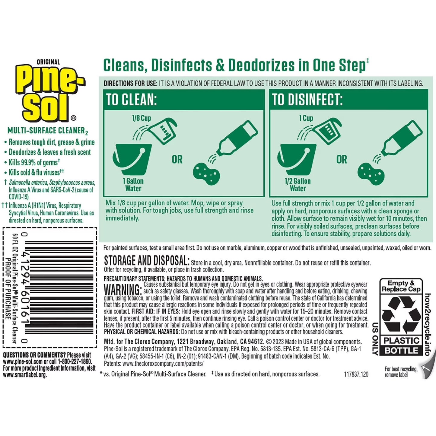 Pine-Sol Multi-Surface Cleaner, Pine Scent, 2 Count (120 fl oz Each) – Deep Cleaning, Deodorizing & Fresh Long-Lasting Fragrance