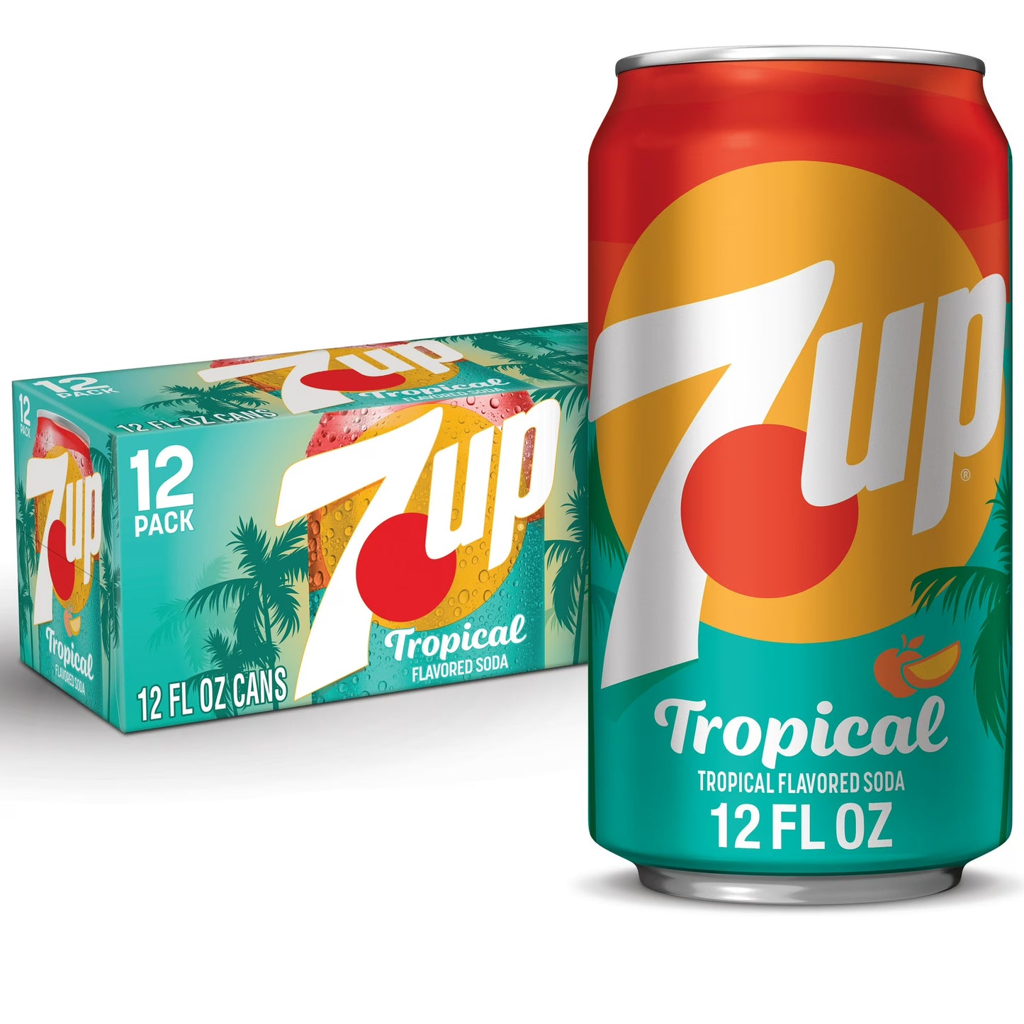 7UP Tropical Caffeine Free Lemon Lime Mango Peach Soda Pop, 12 fl oz Cans, 12-Pack – Refreshing Citrus & Tropical Fruit Flavored Soft Drink