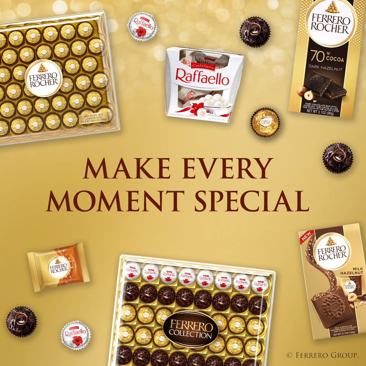 Ferrero Rocher Premium Milk Chocolate Hazelnut 48 Count – Gourmet Chocolate Candy, Crunchy Hazelnut Center, Luxury Gift Box, Bulk Pack