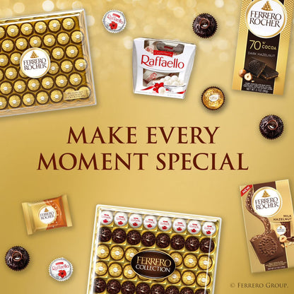 Ferrero Rocher Premium Milk Chocolate Hazelnut 48 Count – Gourmet Chocolate Candy, Crunchy Hazelnut Center, Luxury Gift Box, Bulk Pack