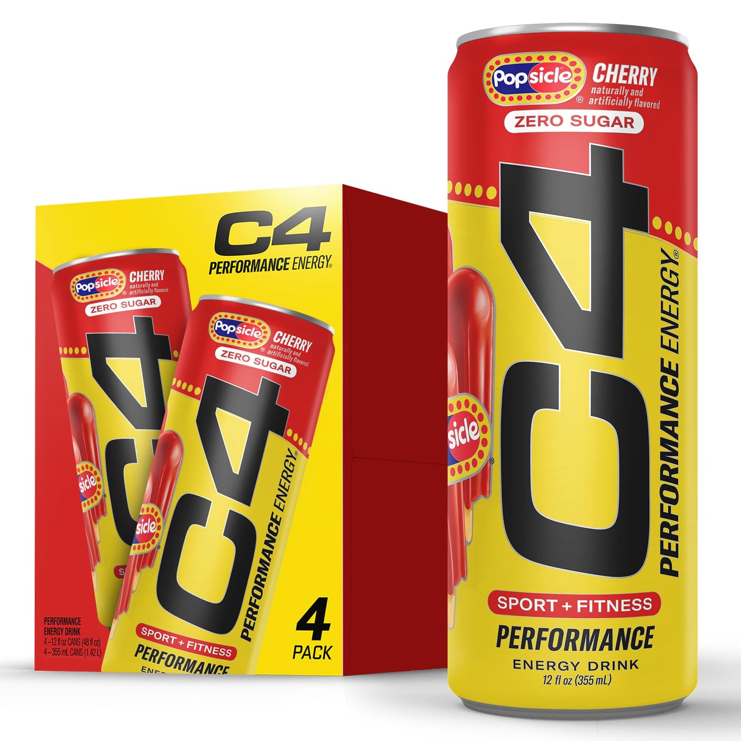 C4 Energy Drink 12oz (Pack of 12) - Frozen Bombsicle - Sugar Free Pre Workout Performance Drink with No Artificial Colors or Dyes