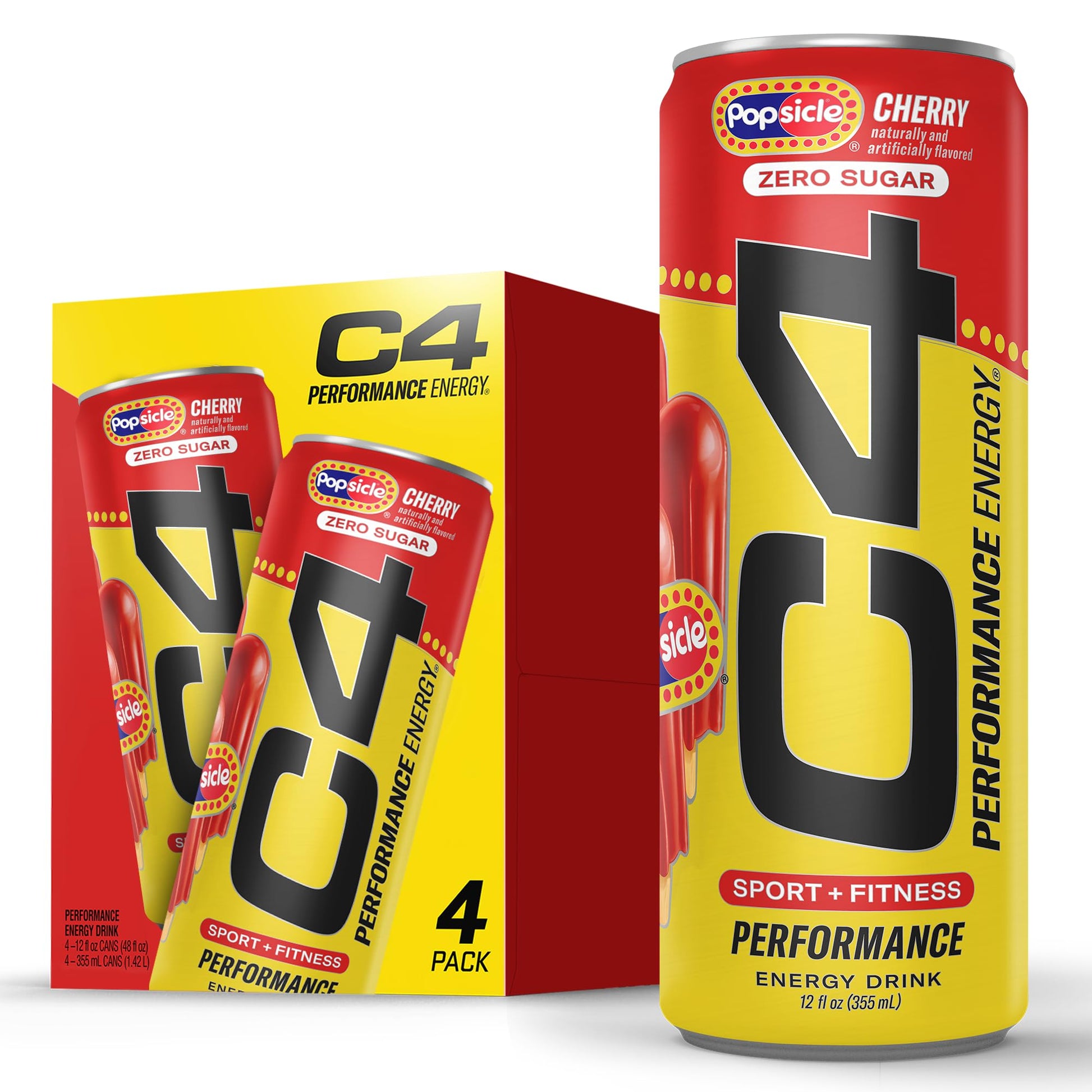 C4 Energy Drink 12oz (Pack of 12) - Frozen Bombsicle - Sugar Free Pre Workout Performance Drink with No Artificial Colors or Dyes