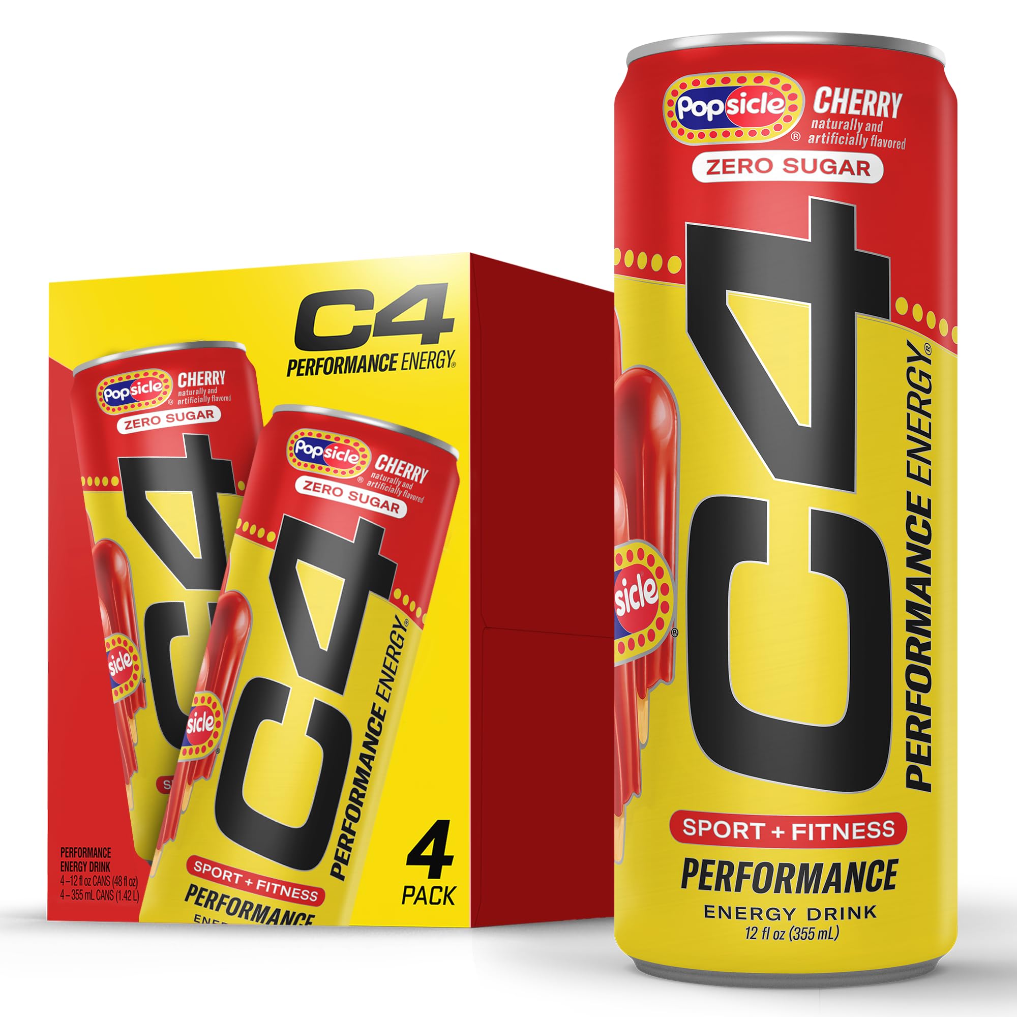 C4 Energy Drink 12oz (Pack of 12) - Frozen Bombsicle - Sugar Free Pre Workout Performance Drink with No Artificial Colors or Dyes