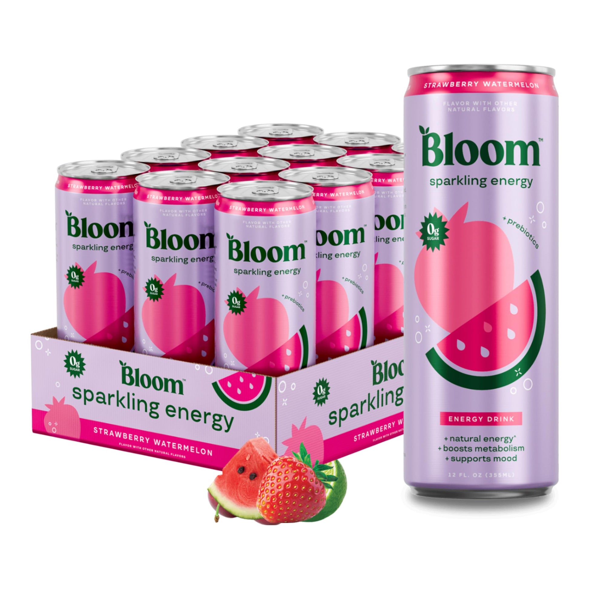 Bloom Nutrition Sparkling Energy Drink - Apple Crisp / Glacier Crush Variety Pack - Natural Caffeine, Zero Sugar, 180mg Caffeine - Antioxidant-Rich with Green Coffee Bean, Green Tea Extract, Prebiotics - 12oz 12 Pack