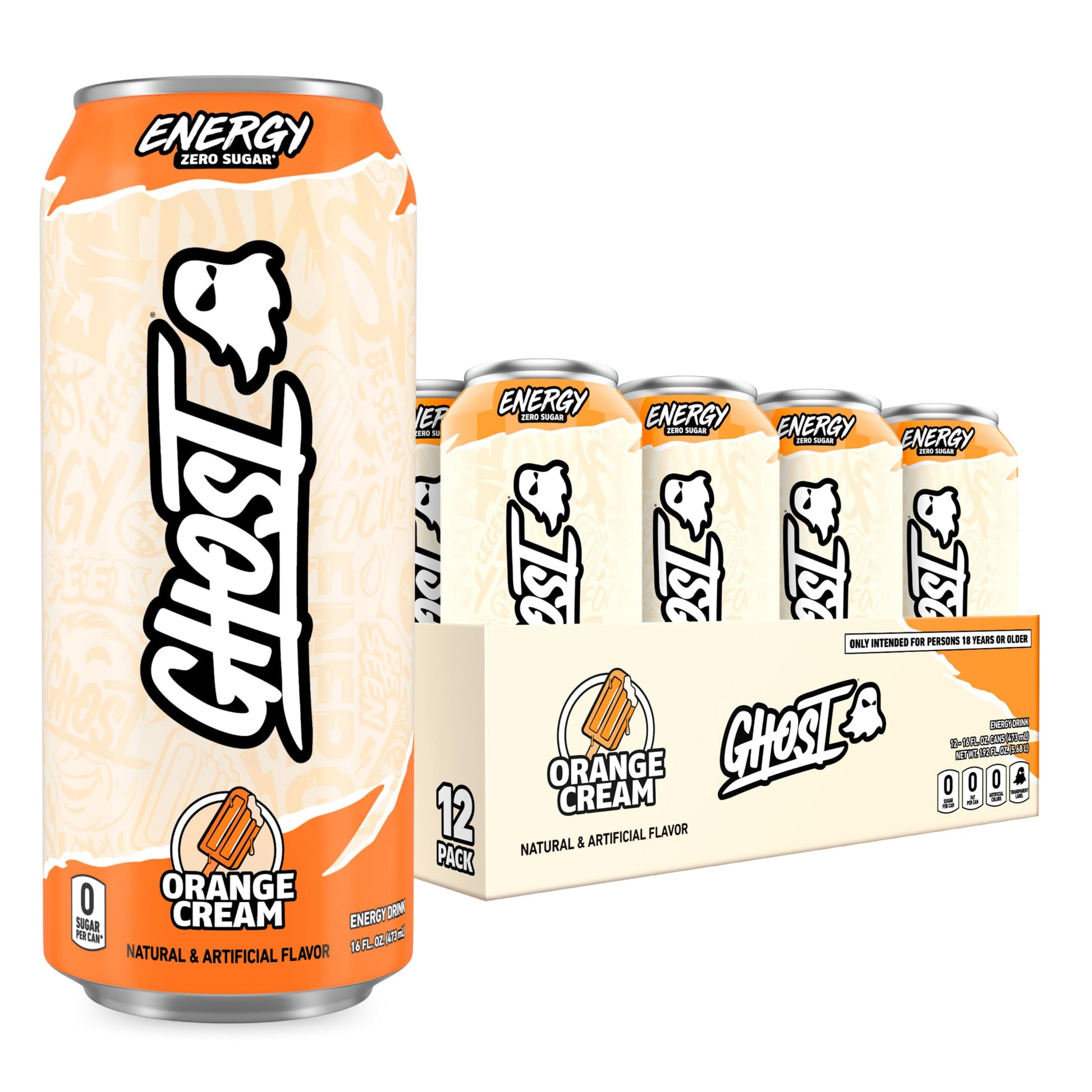 GHOST Energy Drink - 12-Pack, Strawbango, 16oz - Energy & Focus & No Artificial Colors - 200mg of Natural Caffeine, L-Carnitine & Taurine - Gluten-Free & Vegan