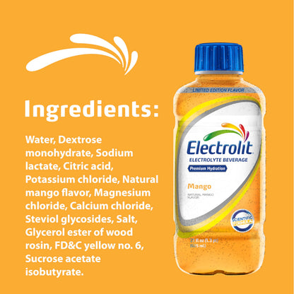 Electrolit, Electrolyte Beverage, Fruit Punch, 21 Fl Oz bottle (Pack of 12)
