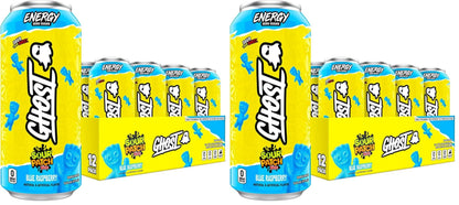 GHOST Energy Drink - 12-Pack, Strawbango, 16oz - Energy & Focus & No Artificial Colors - 200mg of Natural Caffeine, L-Carnitine & Taurine - Gluten-Free & Vegan