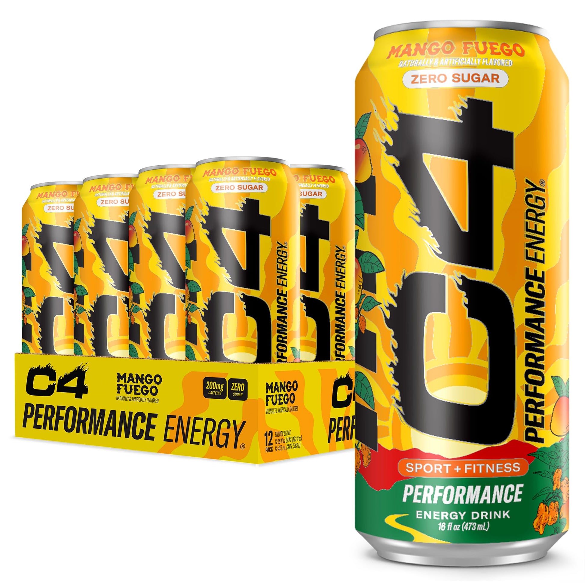 C4 Energy Drink 12oz (Pack of 12) - Frozen Bombsicle - Sugar Free Pre Workout Performance Drink with No Artificial Colors or Dyes