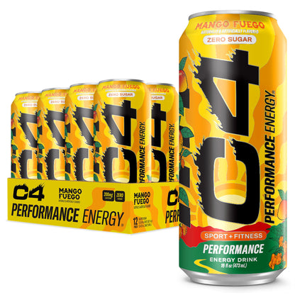 C4 Energy Drink 12oz (Pack of 12) - Frozen Bombsicle - Sugar Free Pre Workout Performance Drink with No Artificial Colors or Dyes