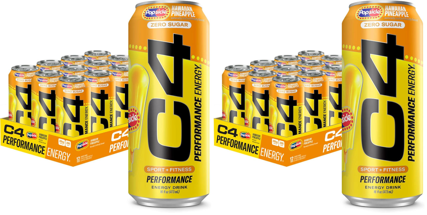 C4 Energy Drink 12oz (Pack of 12) - Frozen Bombsicle - Sugar Free Pre Workout Performance Drink with No Artificial Colors or Dyes