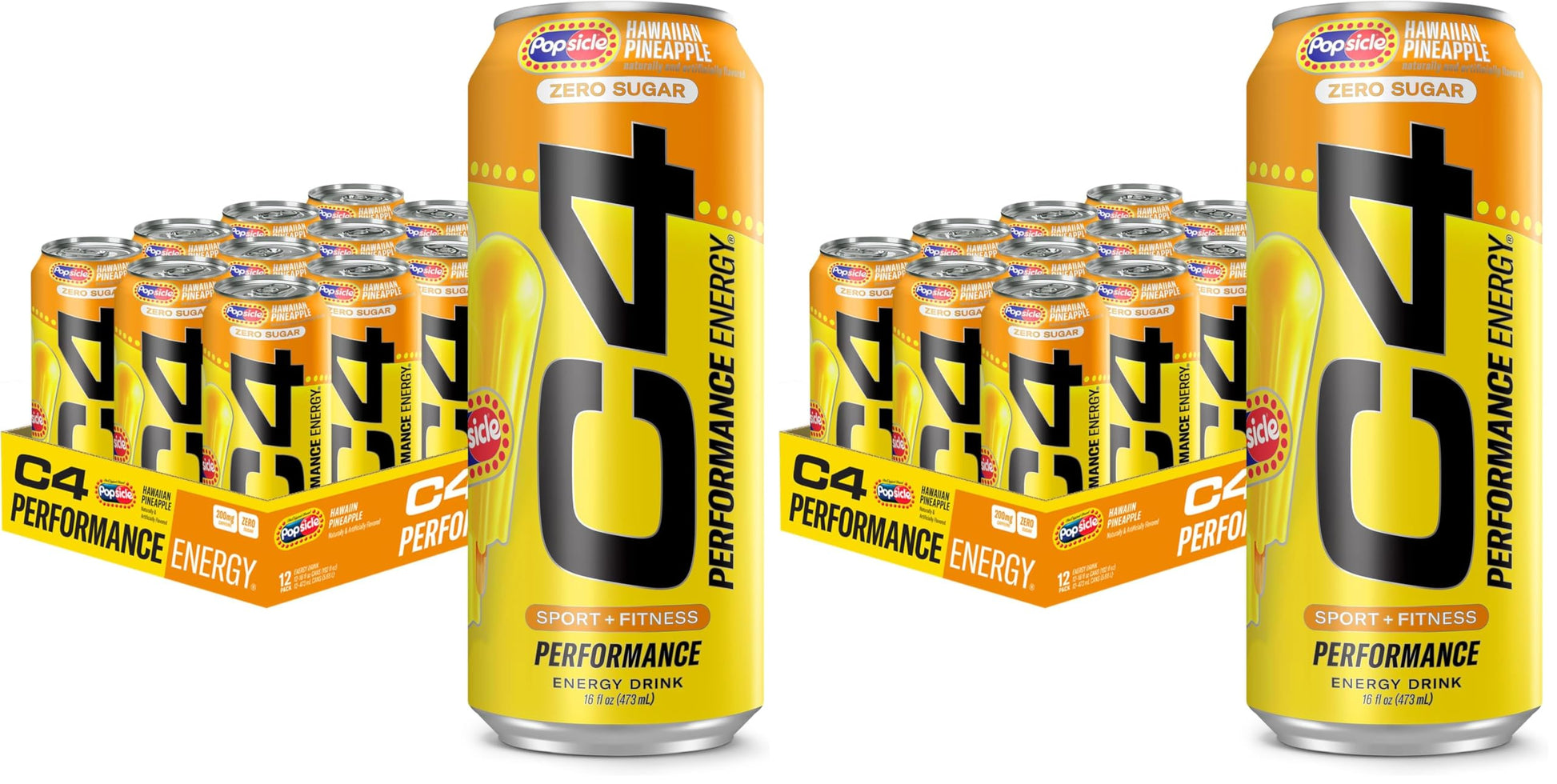 C4 Energy Drink 12oz (Pack of 12) - Frozen Bombsicle - Sugar Free Pre Workout Performance Drink with No Artificial Colors or Dyes