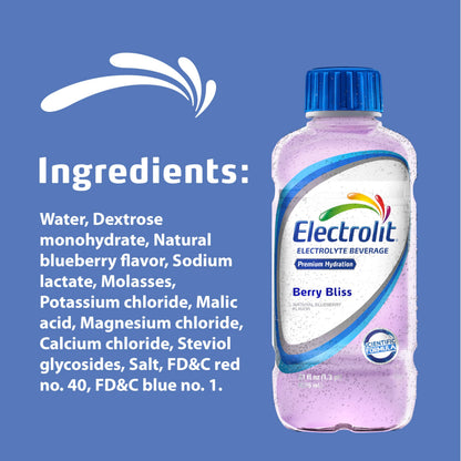 Electrolit, Electrolyte Beverage, Fruit Punch, 21 Fl Oz bottle (Pack of 12)